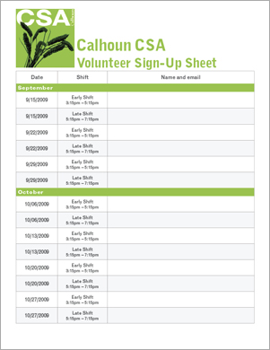 Signupsheet